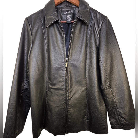 Dialogue Jackets & Blazers - Dialogue Black Leather Zip-Up Jacket – Size M - Bikercore Y2K Style
